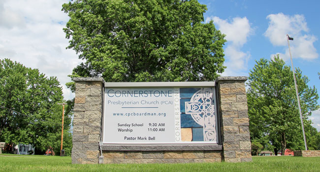 Cornerstone sign on Matthews Road
